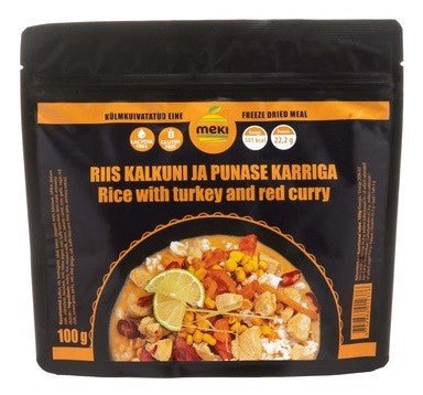 MEKI Rice with turkey and red curry 100g - DABAI.LV