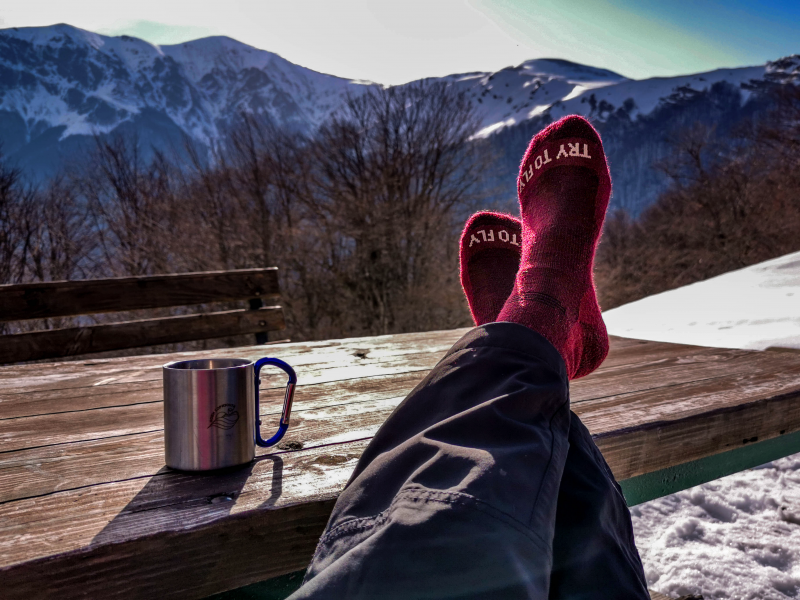 Pirin Hill Merino Wool Hiking Socks - Wolf motif