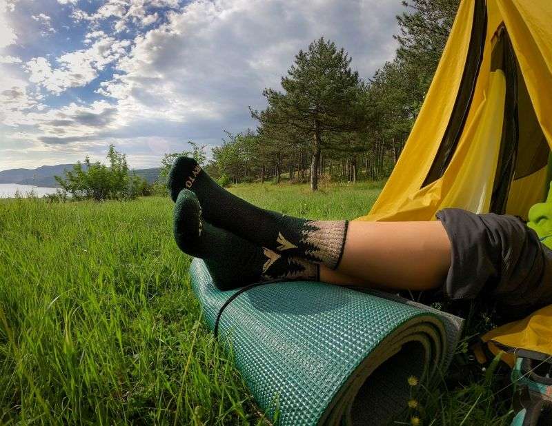 Pirin Hill Merino Wool Hiking Socks - Wolf motif