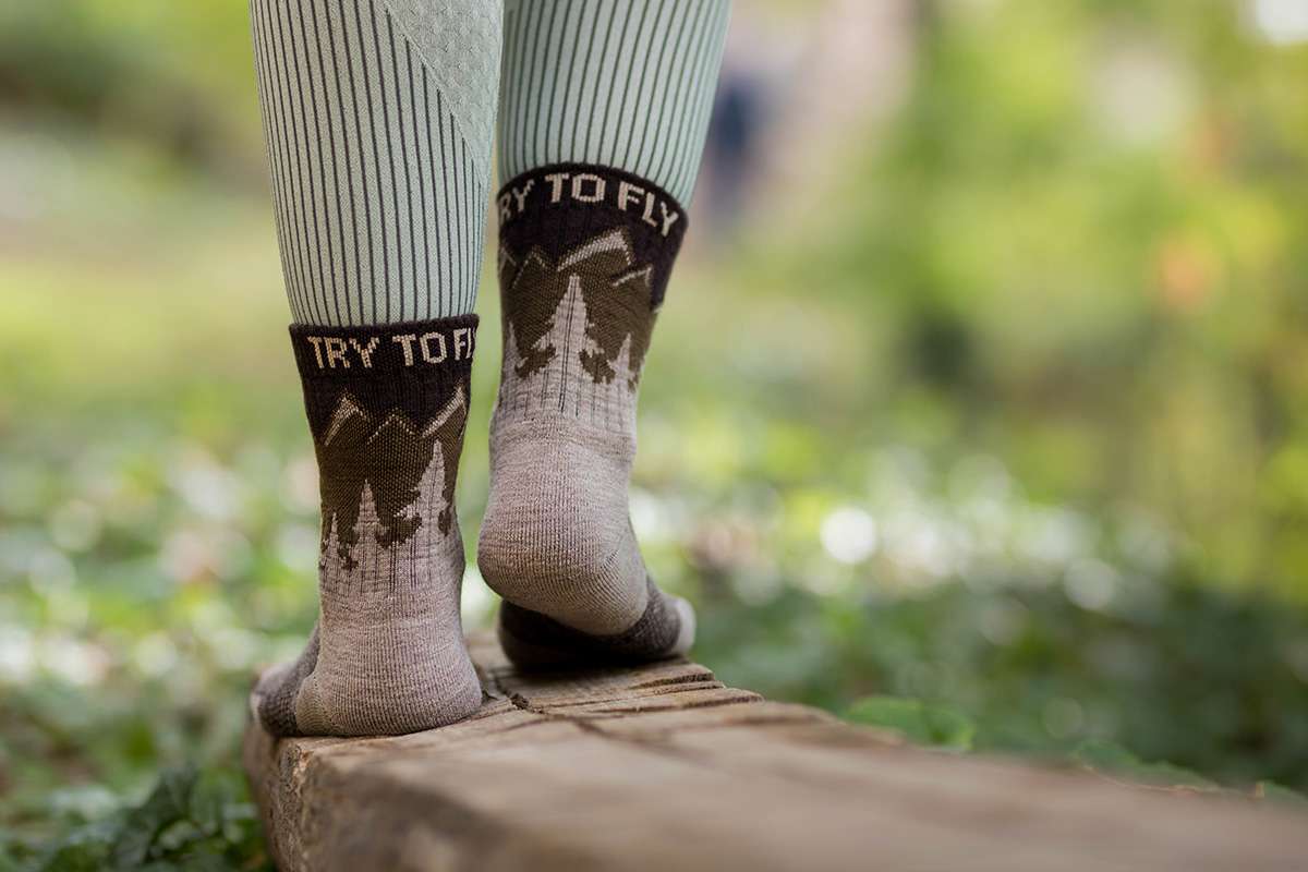 Pirin Hill Merino Wool Hiking Socks - Alpine Ibex motif
