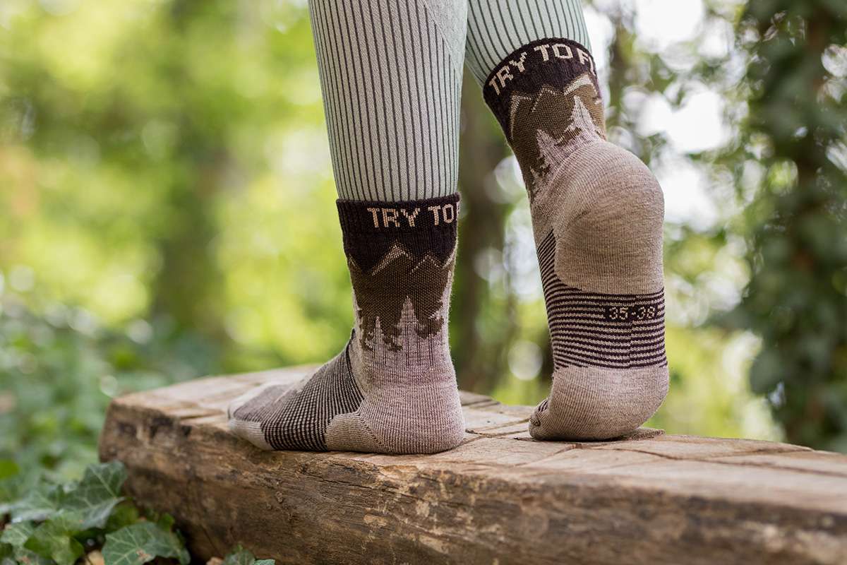 Pirin Hill Merino Wool Hiking Socks - Alpine Ibex motif