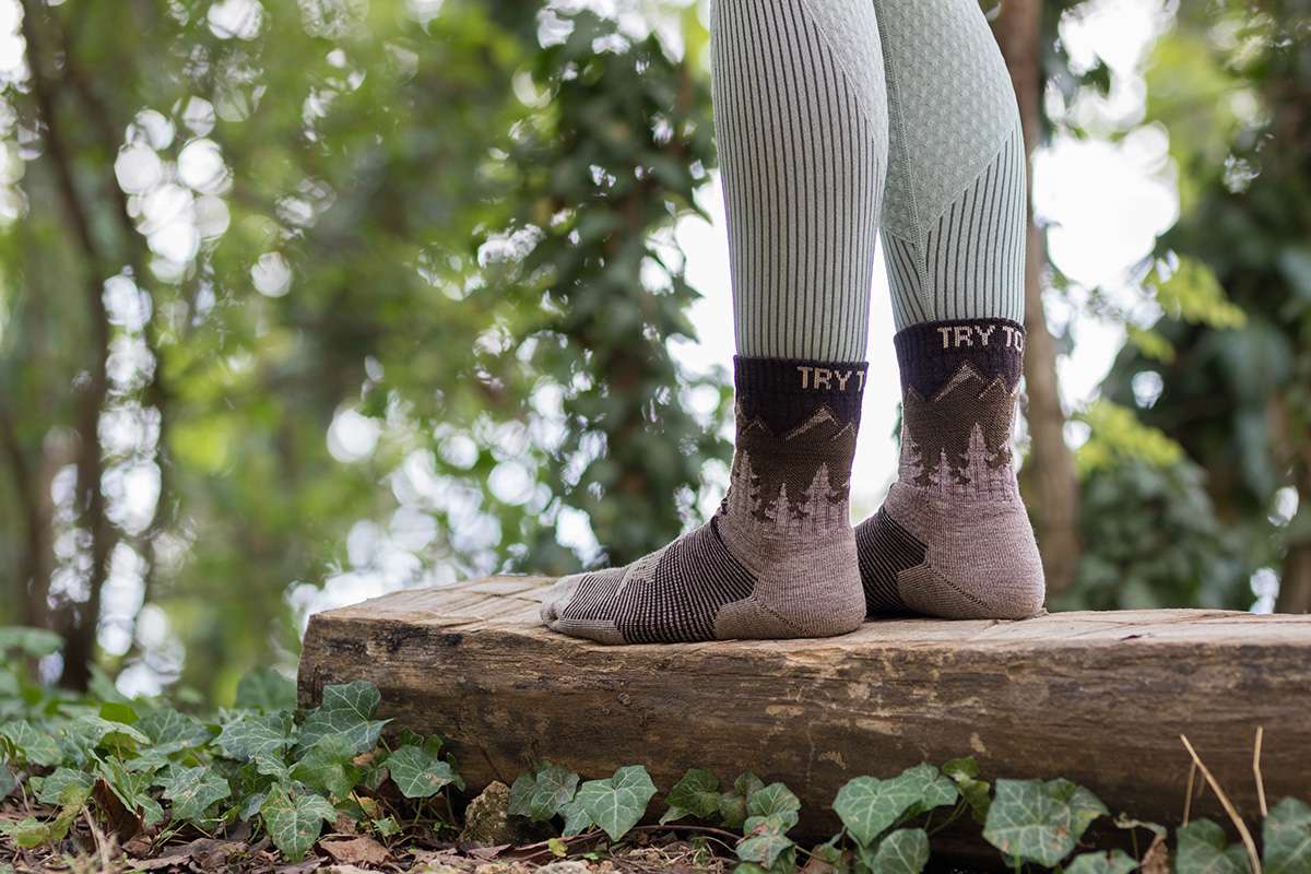 Pirin Hill Merino Wool Hiking Socks - Alpine Ibex motif