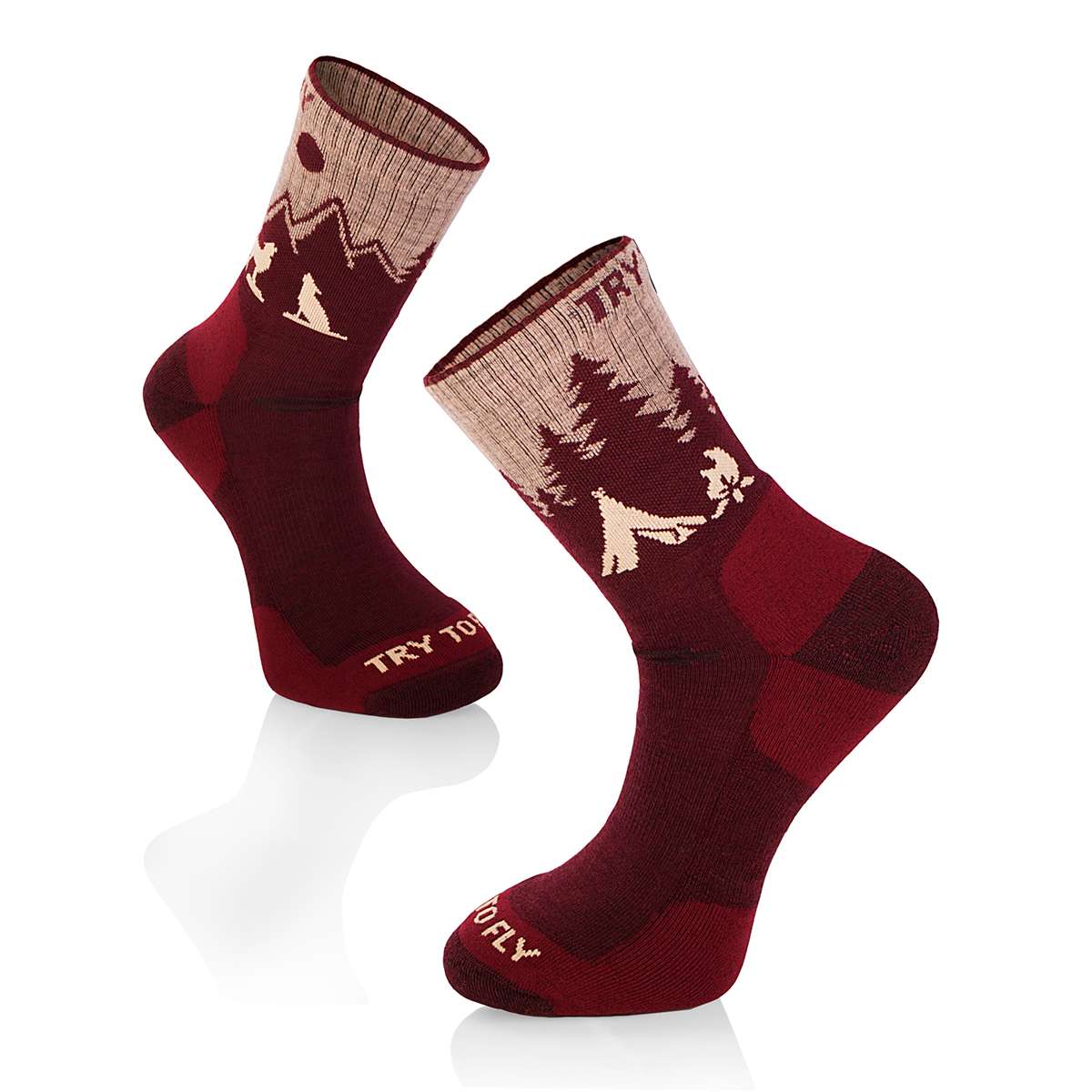 Pirin Hill Merino Wool Hiking Socks - Wolf motif