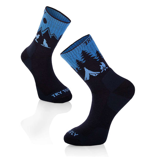Pirin Hill Merino Wool Hiking Socks - Wolf motif