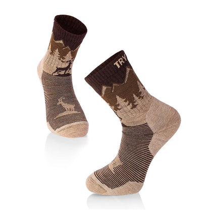 Pirin Hill Merino Wool Hiking Socks - Alpine Ibex motif
