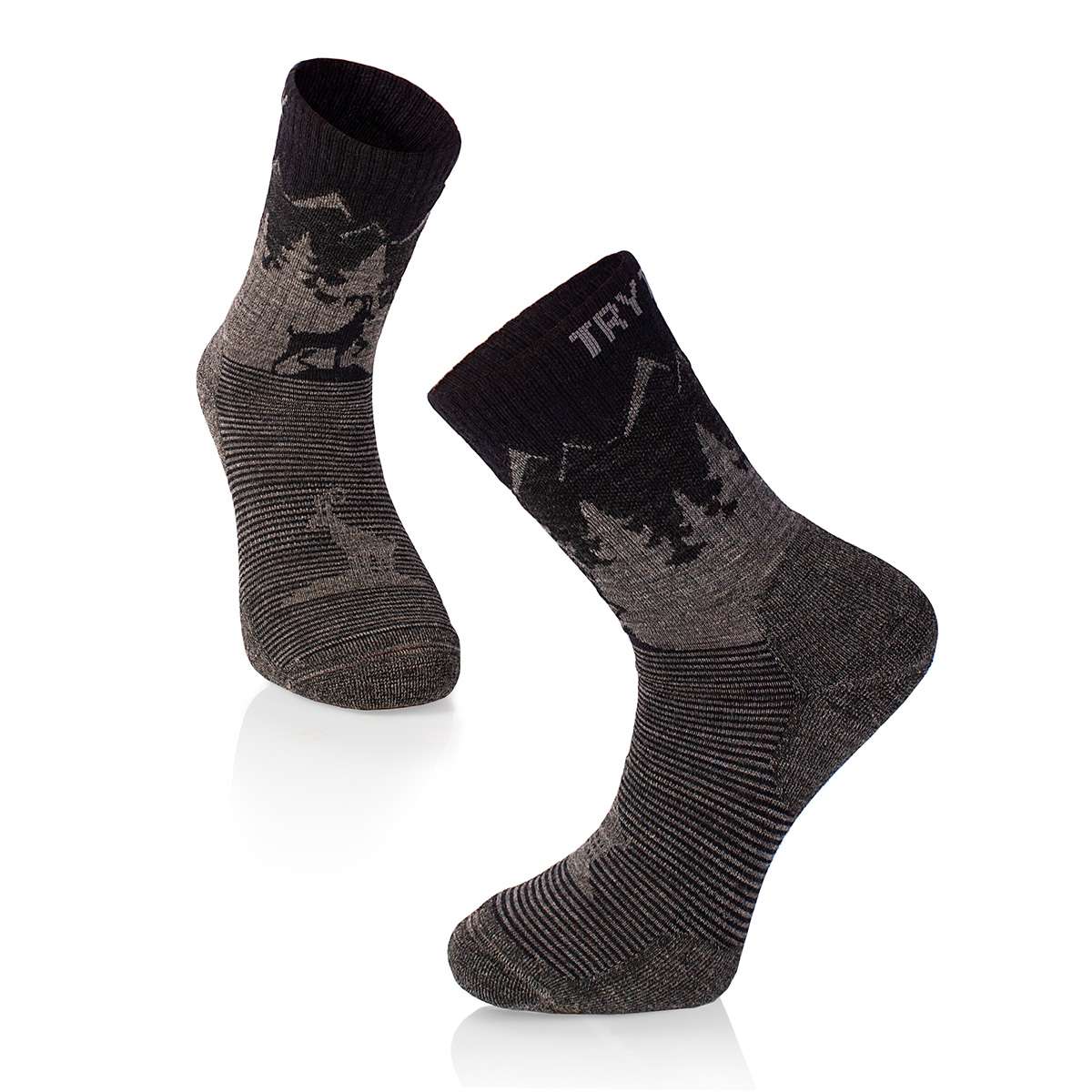 Pirin Hill Merino Wool Hiking Socks - Alpine Ibex motif